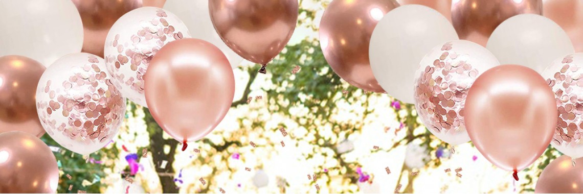 rose gold confetti balloons