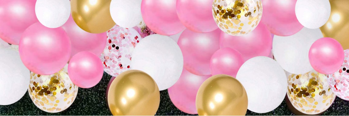 pink gold balloons