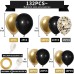 Black Gold Balloons Garland Kit,132pcs Gold Metallic and Black Confetti Balloons for 2024 New Year Birthday Wedding Graduation Engagement Father's Day Party Decoration