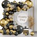 Black Gold Balloons Garland Kit,132pcs Gold Metallic and Black Confetti Balloons for 2024 New Year Birthday Wedding Graduation Engagement Father's Day Party Decoration