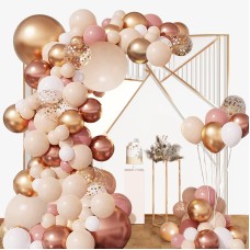 125PCS Blush Dusty Rose Pink Balloons Garland Arch Kit, Boho Peach Rose Gold Confetti Balloons for Girls Women Bridal Baby Shower Wedding Engagement Tea Party Birthday Party Decorations…