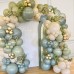 Dusty Green Blue Balloon Garland Arch Kit, 139PCS Green Ash Mist Green Blue Haze Fog Blue Sand White Gold Balloons for Jungle Safari Neutral Birthday Baby Shower Wedding Birthday Party Decorations