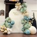 Dusty Green Blue Balloon Garland Arch Kit, 139PCS Green Ash Mist Green Blue Haze Fog Blue Sand White Gold Balloons for Jungle Safari Neutral Birthday Baby Shower Wedding Birthday Party Decorations