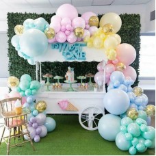 Vanjehou Pastel Balloons Garland Arch Kit, 117 pcs Rainbow Macaron Balloons in 5" 10" 18" Pastel Party Balloons and Gold Confetti Balloons for Kids Birthday Wedding Bride Shower Baby Shower Unicorn Mermaid Party Decorations