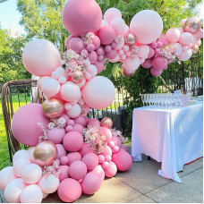 Pink Balloon Garland Arch Kit, 128Pcs Hot Pink Latex Pastel Pink Balloon, 18 12 10 5 Inch Latex Balloons for Wedding Baby Shower Bridal Shower Birthday Princess Theme Party Decorations