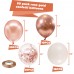 Rose Gold Confetti Balloons, 50 Pack Rose Gold White Balloons and Rose Gold Metallic Balloons for Birthday Wedding Engagement Bachelor Bridal Shower Party Decorations