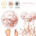 Rose Gold Confetti Balloons, 50 Pack Rose Gold White Balloons and Rose Gold Metallic Balloons for Birthday Wedding Engagement Bachelor Bridal Shower Party Decorations